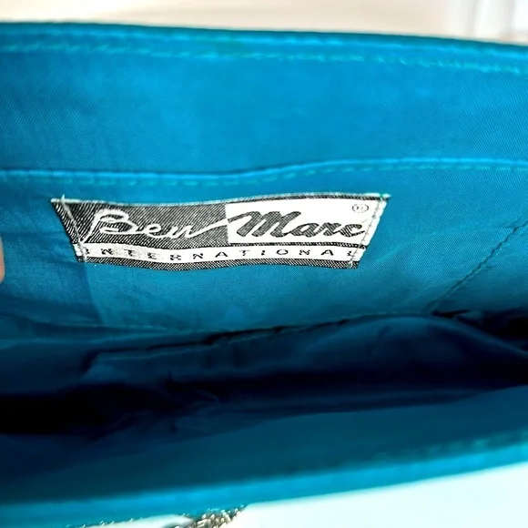 BEN MARC INTERNATIONAL satin clutch velvet vines and flowers embroidered pretty - Picture 12 of 15